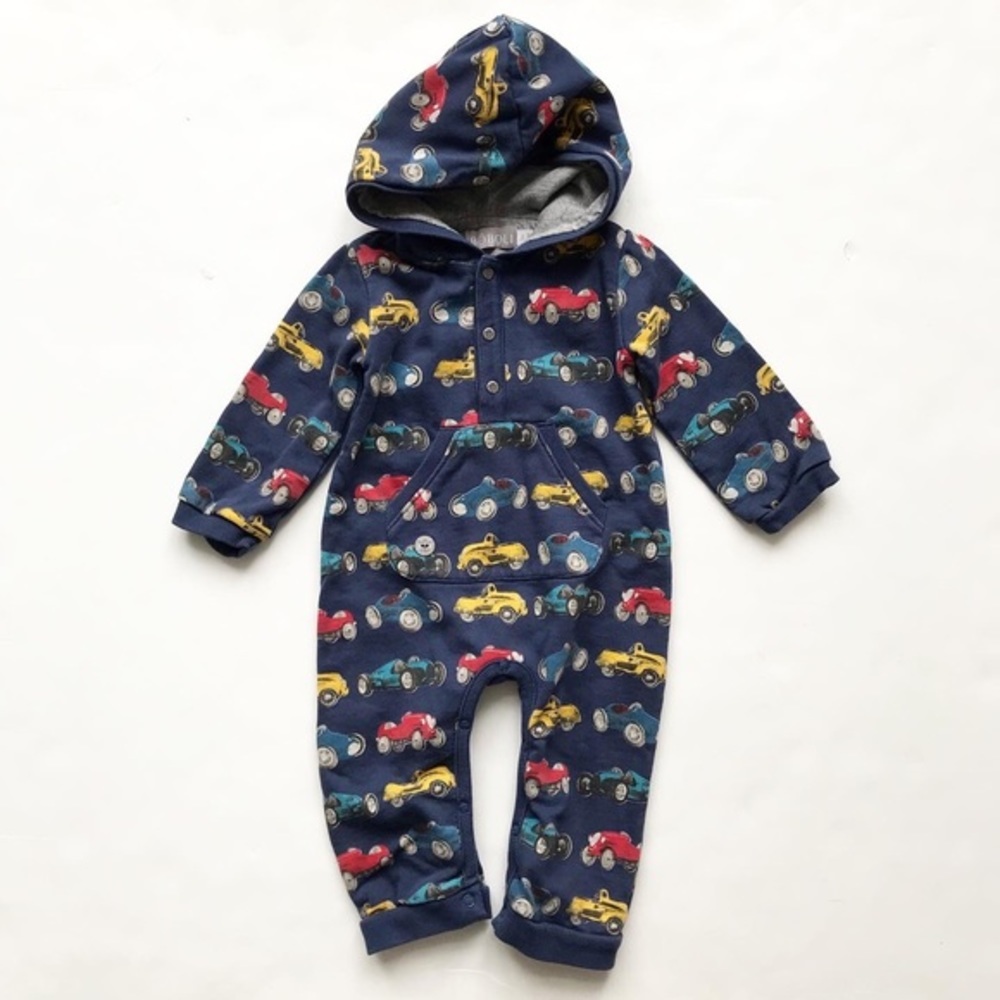 Boboli hooded vintage car print print jumper EUC 9 months